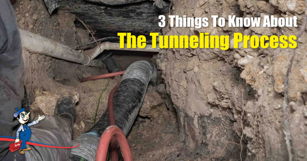 Sewer Repair Tunneling Underground To Replace Plumbing Pipes