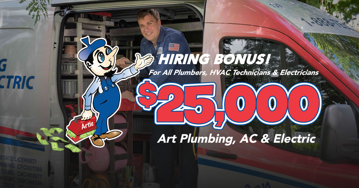 art plumbing hiring bonus