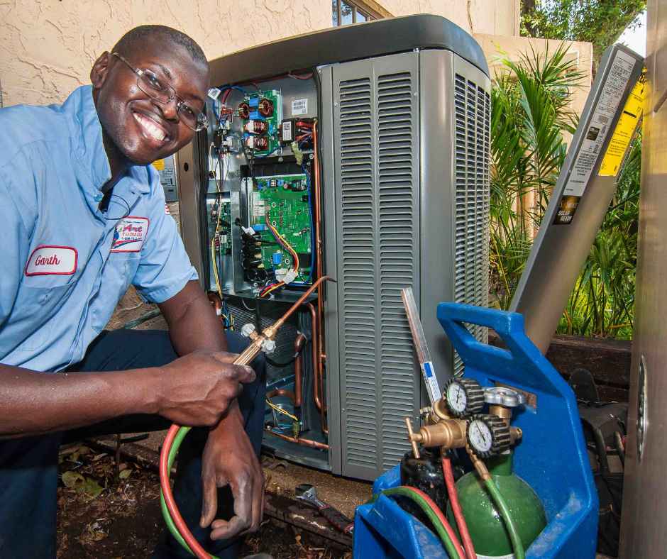 HVAC technician conducting HVAC maintenance