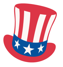 Patriotic red, white, and blue Uncle Sam hat with stars on a blue band